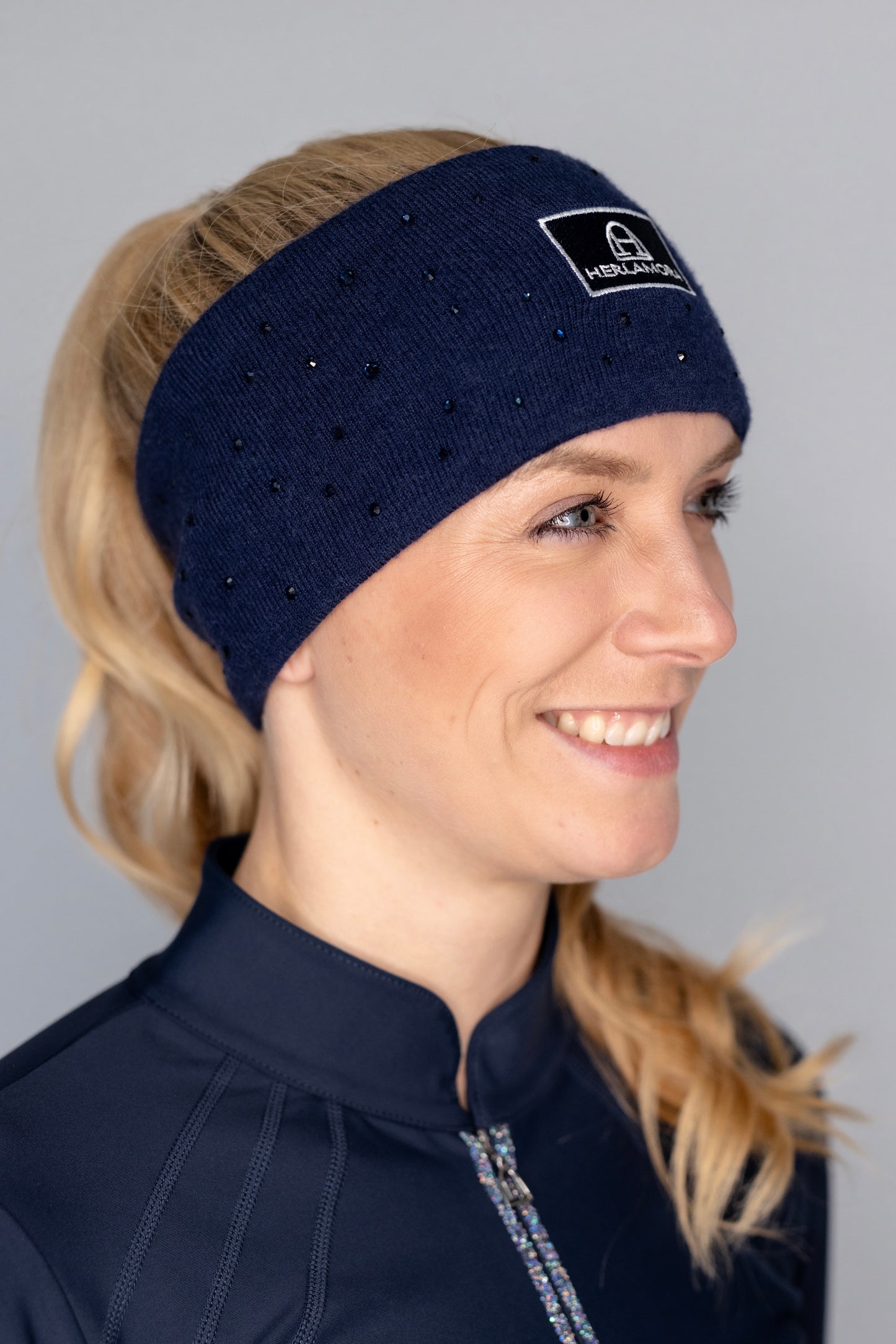 Stirnband mit Glitzersteinen (Navy)
