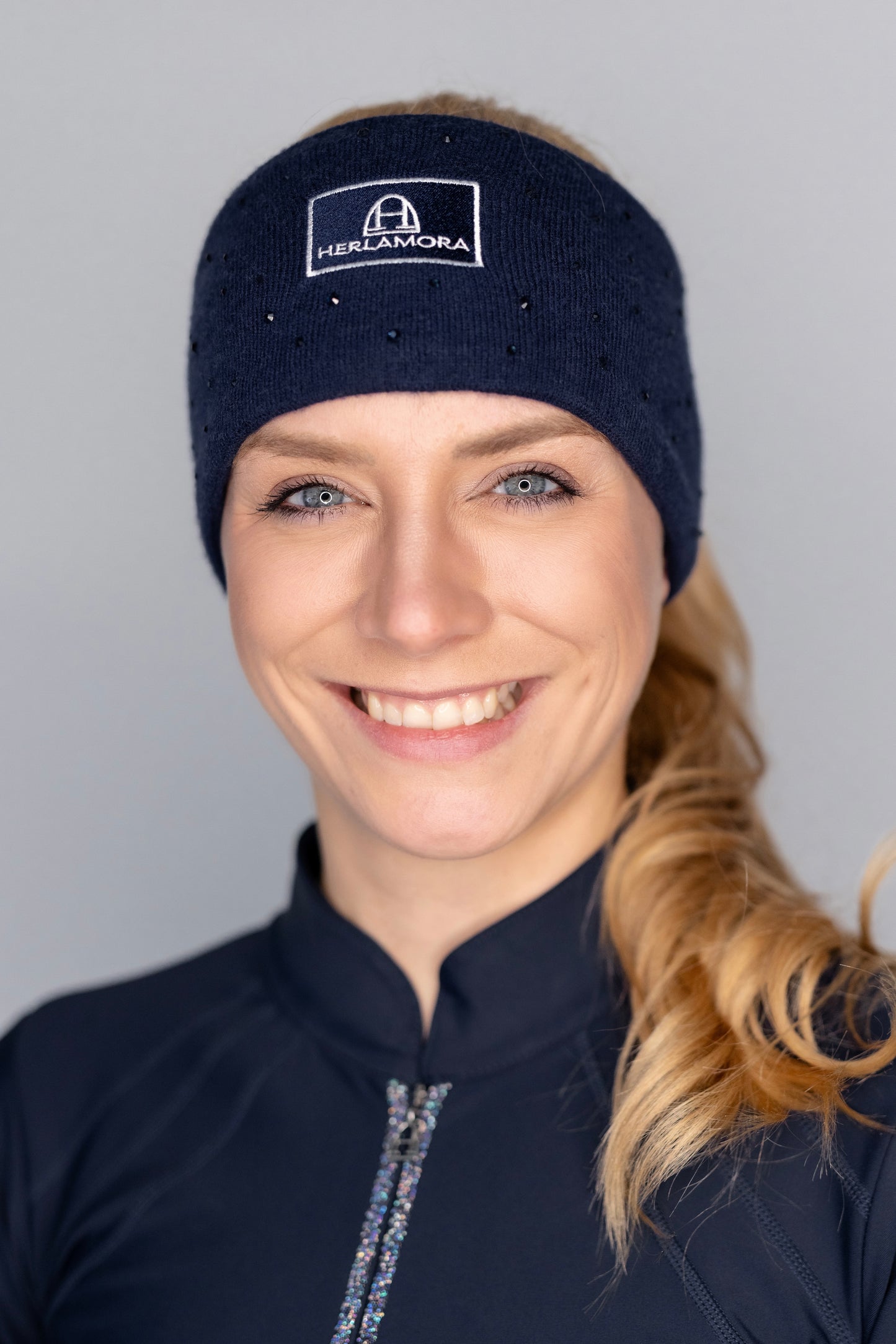 Stirnband mit Glitzersteinen (Navy)