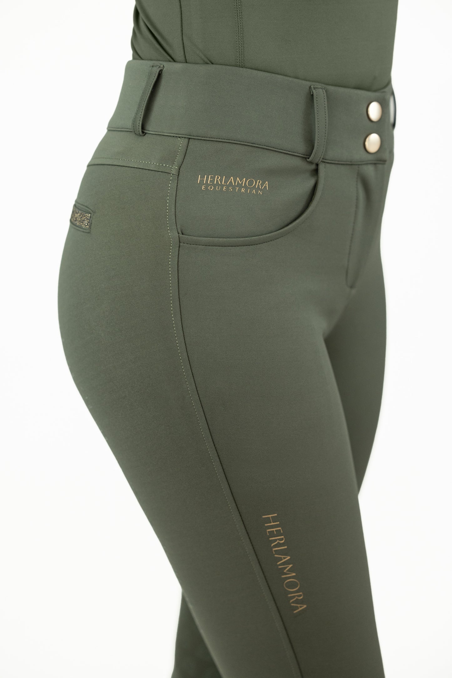 Compression Reithose Glitter (Oliv)