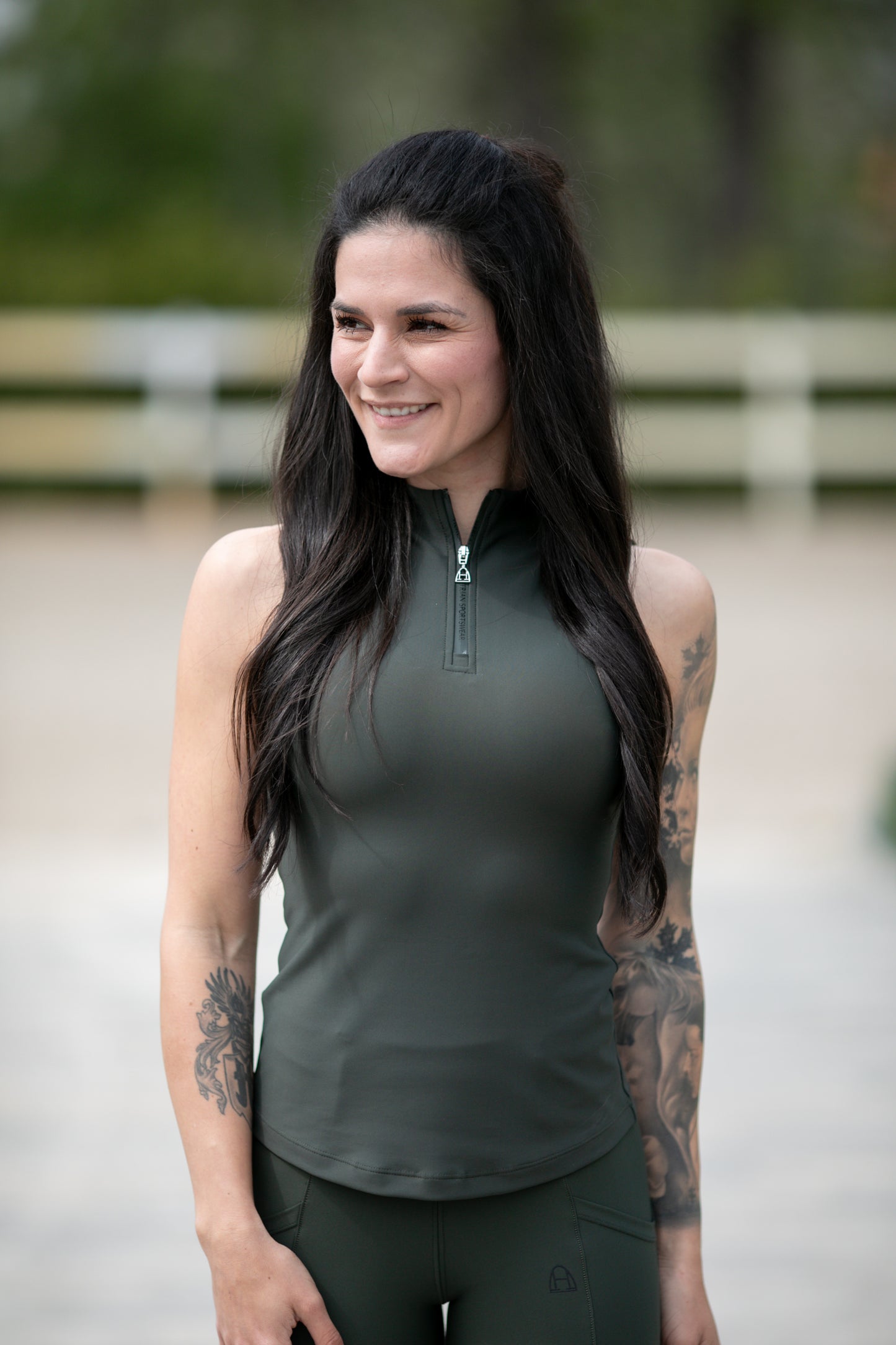 Print Sleeveless Glitter (Hunter green)