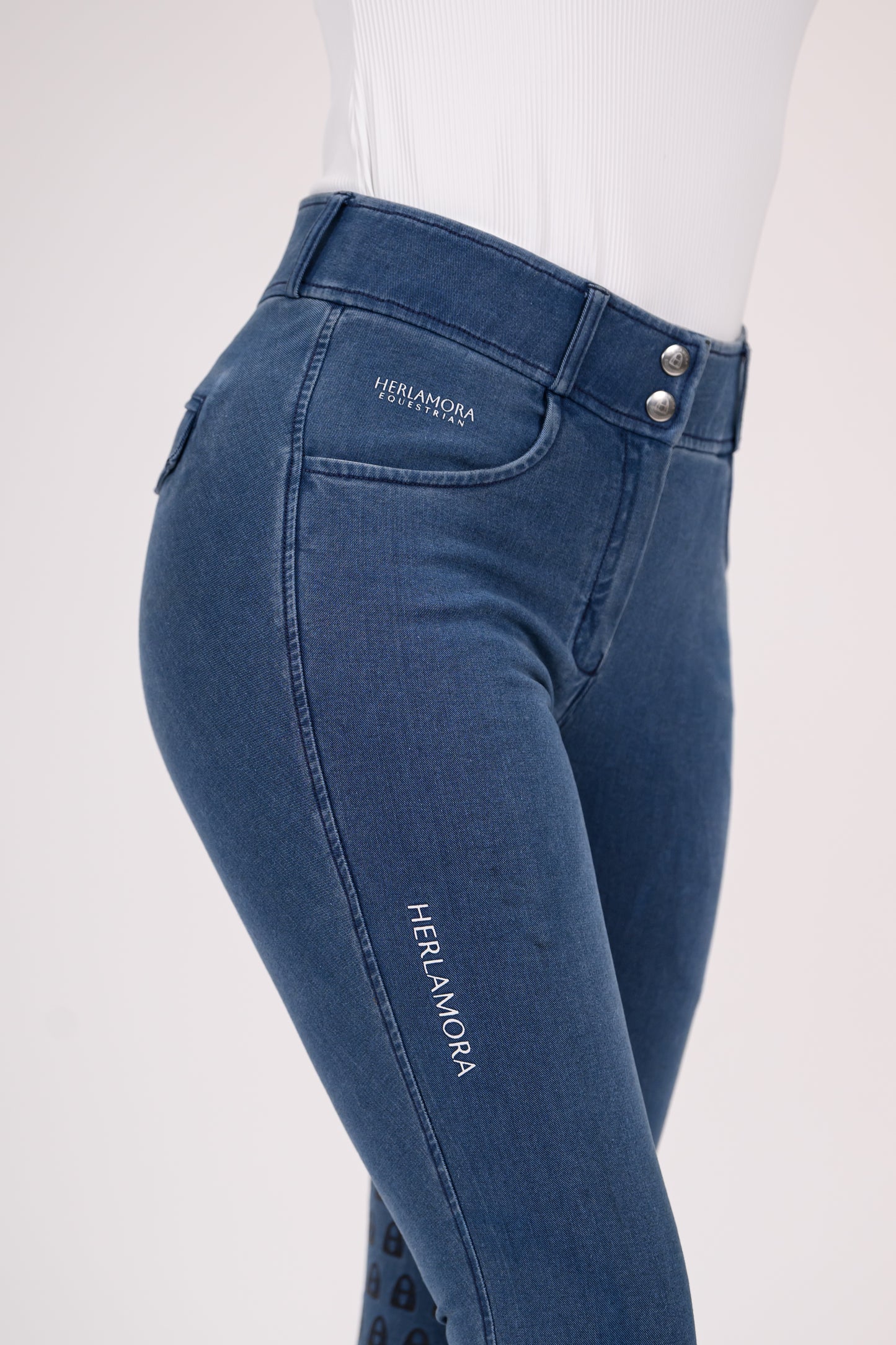 Jeans Reithose High Waist (Vollbesatz)