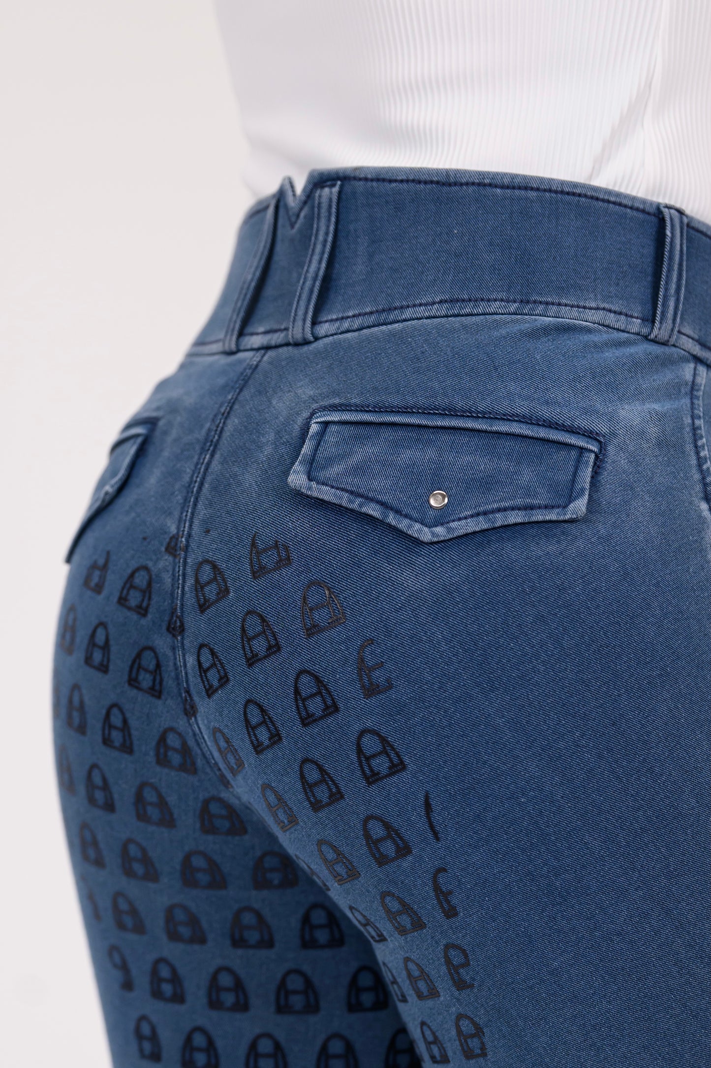 Jeans Reithose High Waist (Vollbesatz)