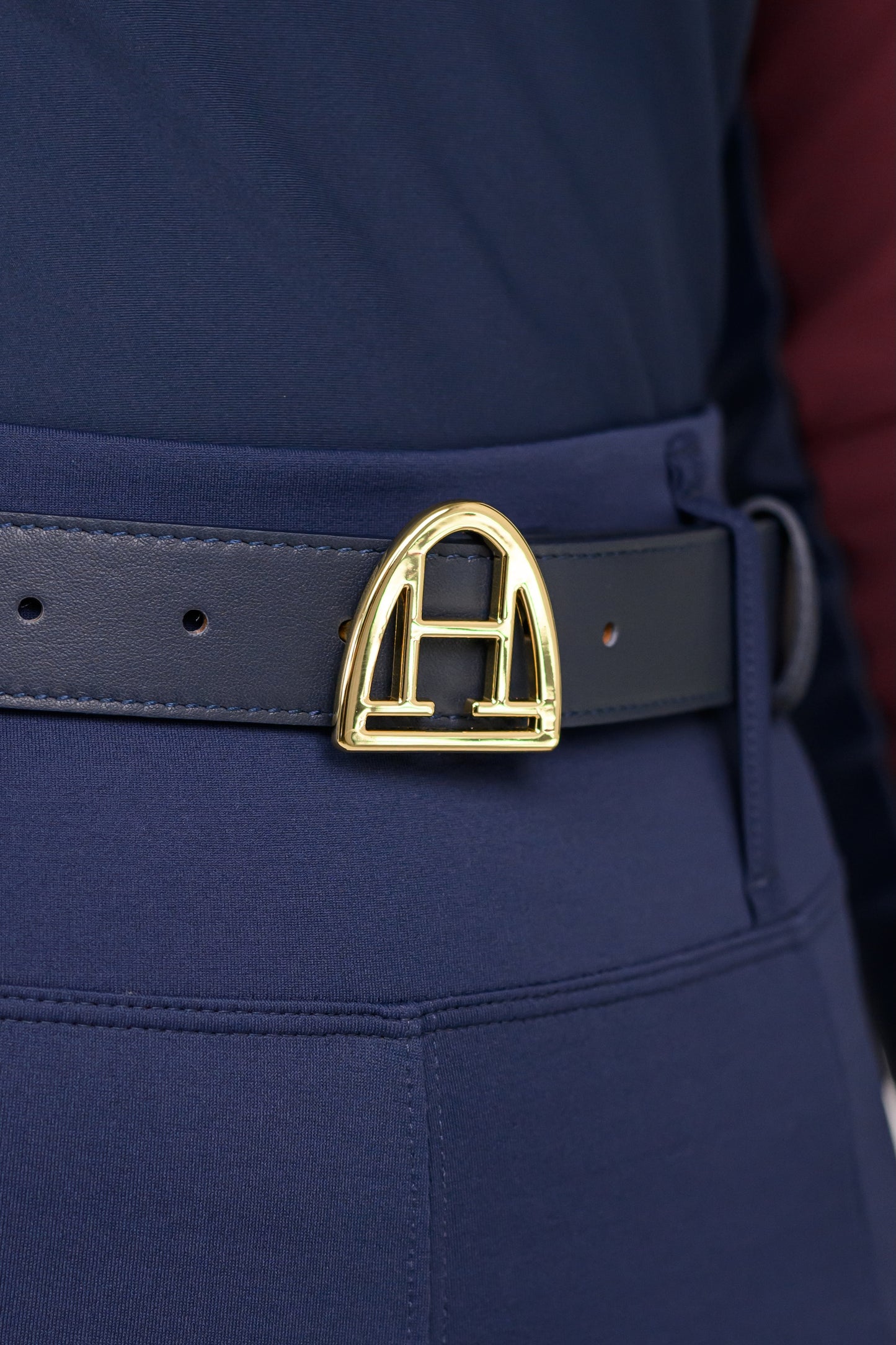 Ledergürtel (Navy | Gold)