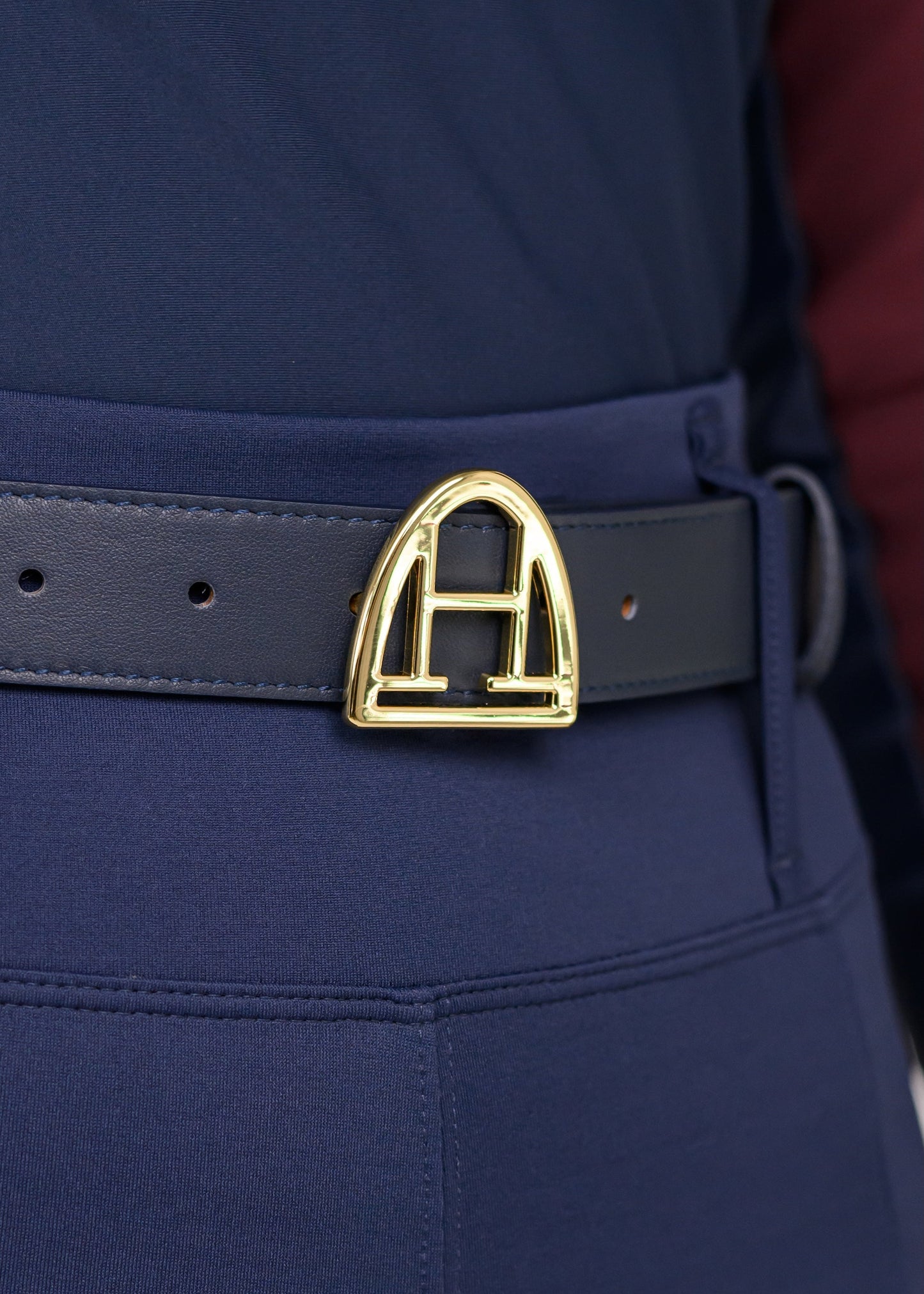 Ledergürtel (Navy | Gold)