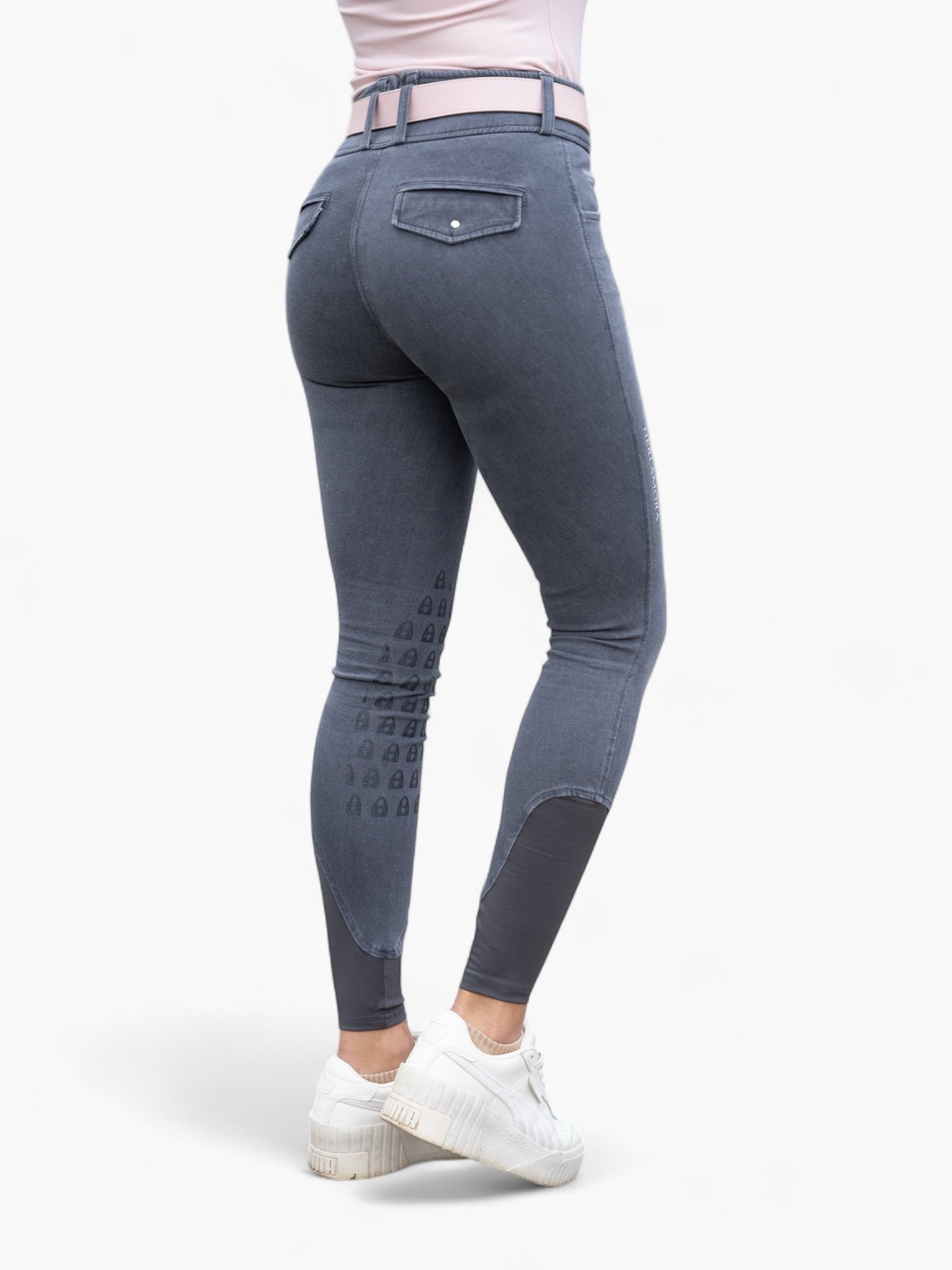 Jeans Reithose High Waist Gray (Kniebesatz)