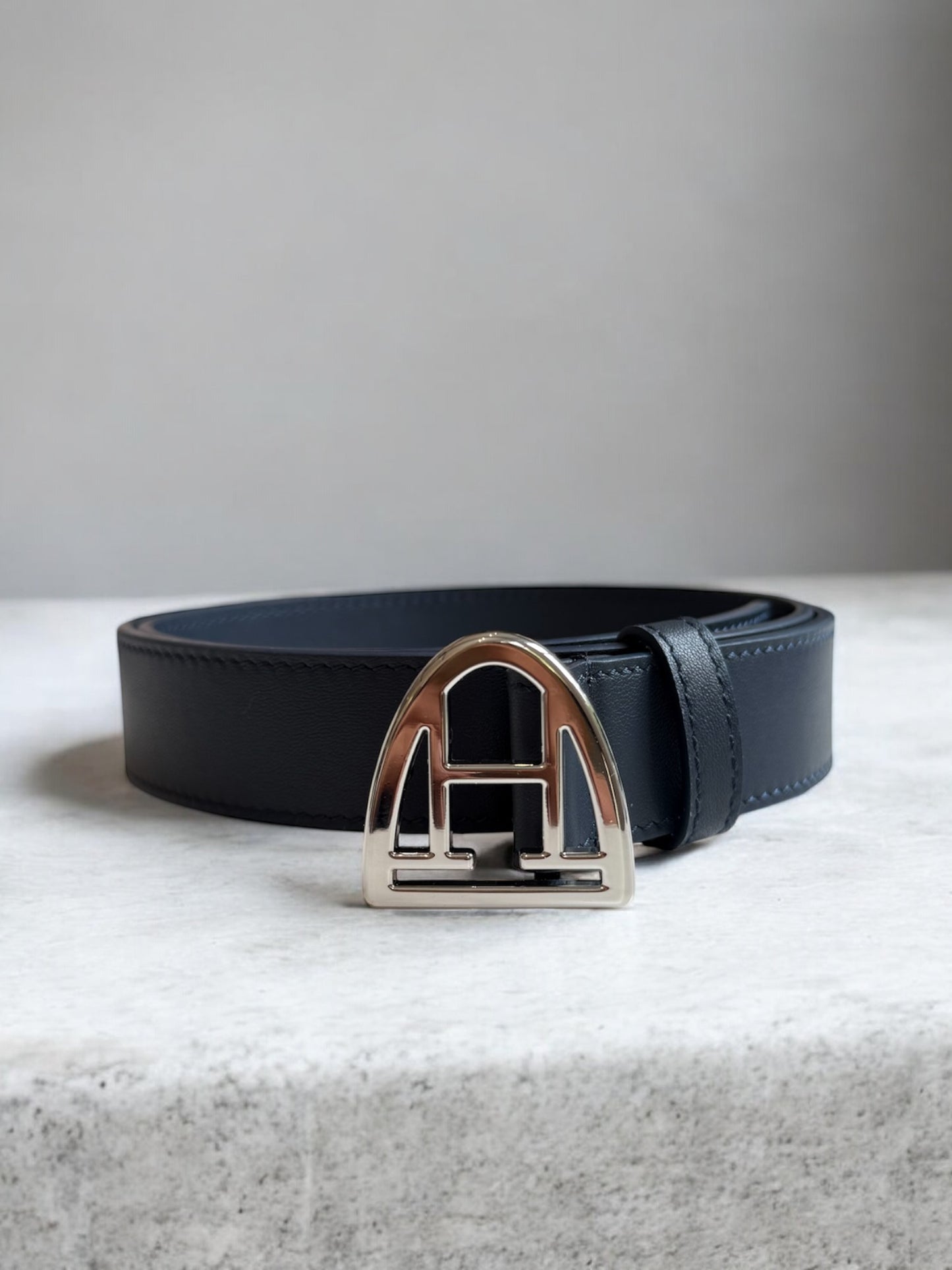 Ledergürtel (Navy | Silver)