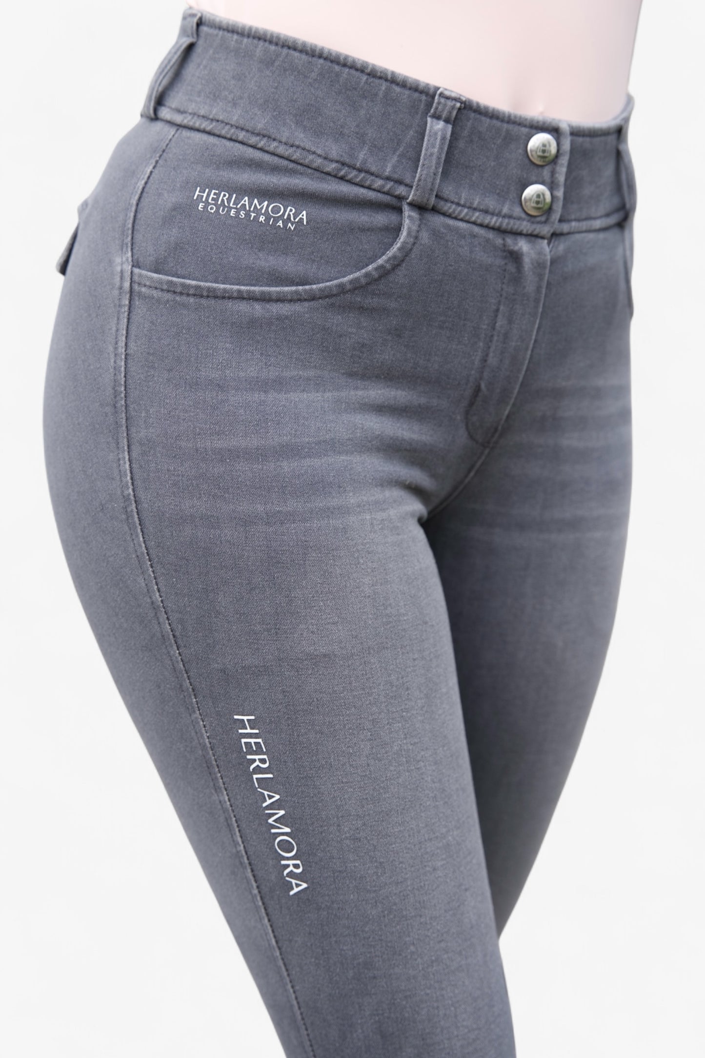 Jeans Reithose High Waist Gray (Kniebesatz)
