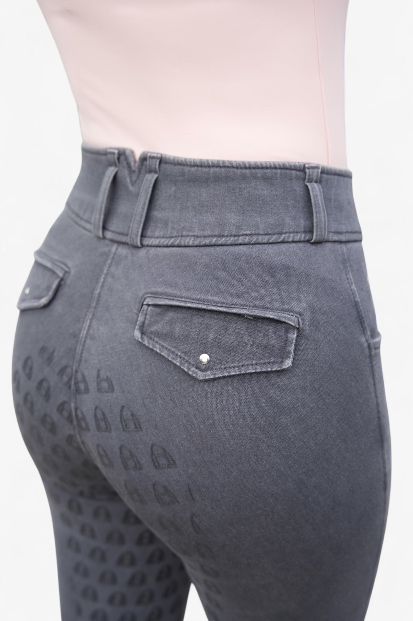 Jeans Reithose High Waist Gray (Vollbesatz)