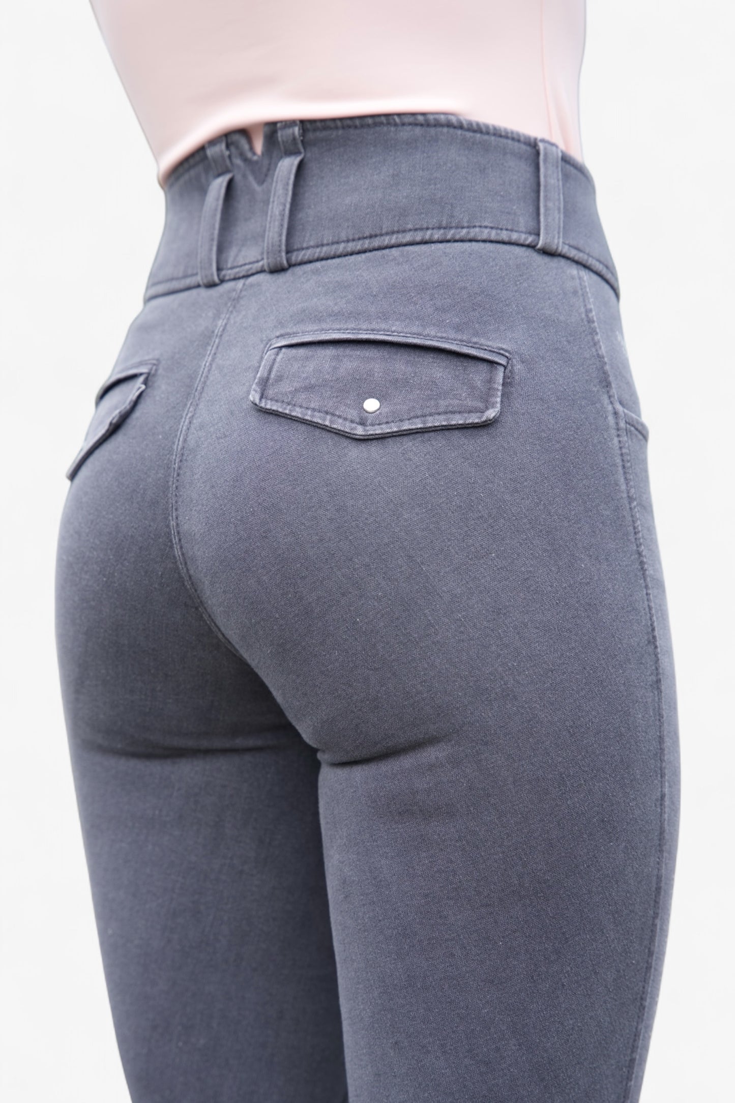 Jeans Reithose High Waist Gray (Kniebesatz)