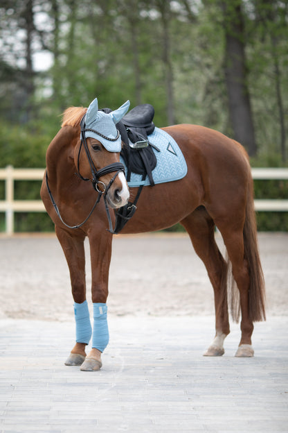 Bundle Fliegenmütze und Schabracke Velvet (Cloud Blue)