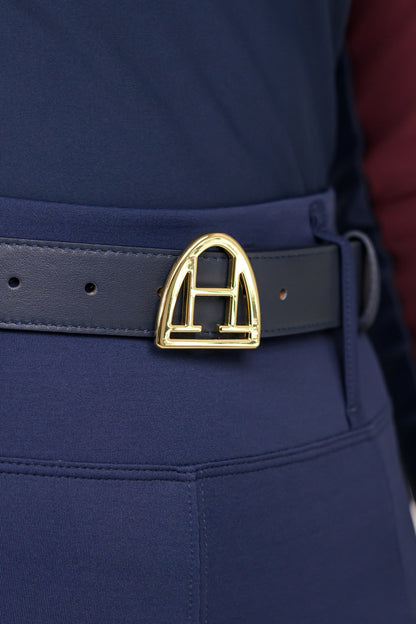 Ledergürtel (Navy | Gold)