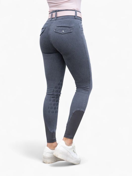 Jeans Reithose High Waist Gray (Kniebesatz)