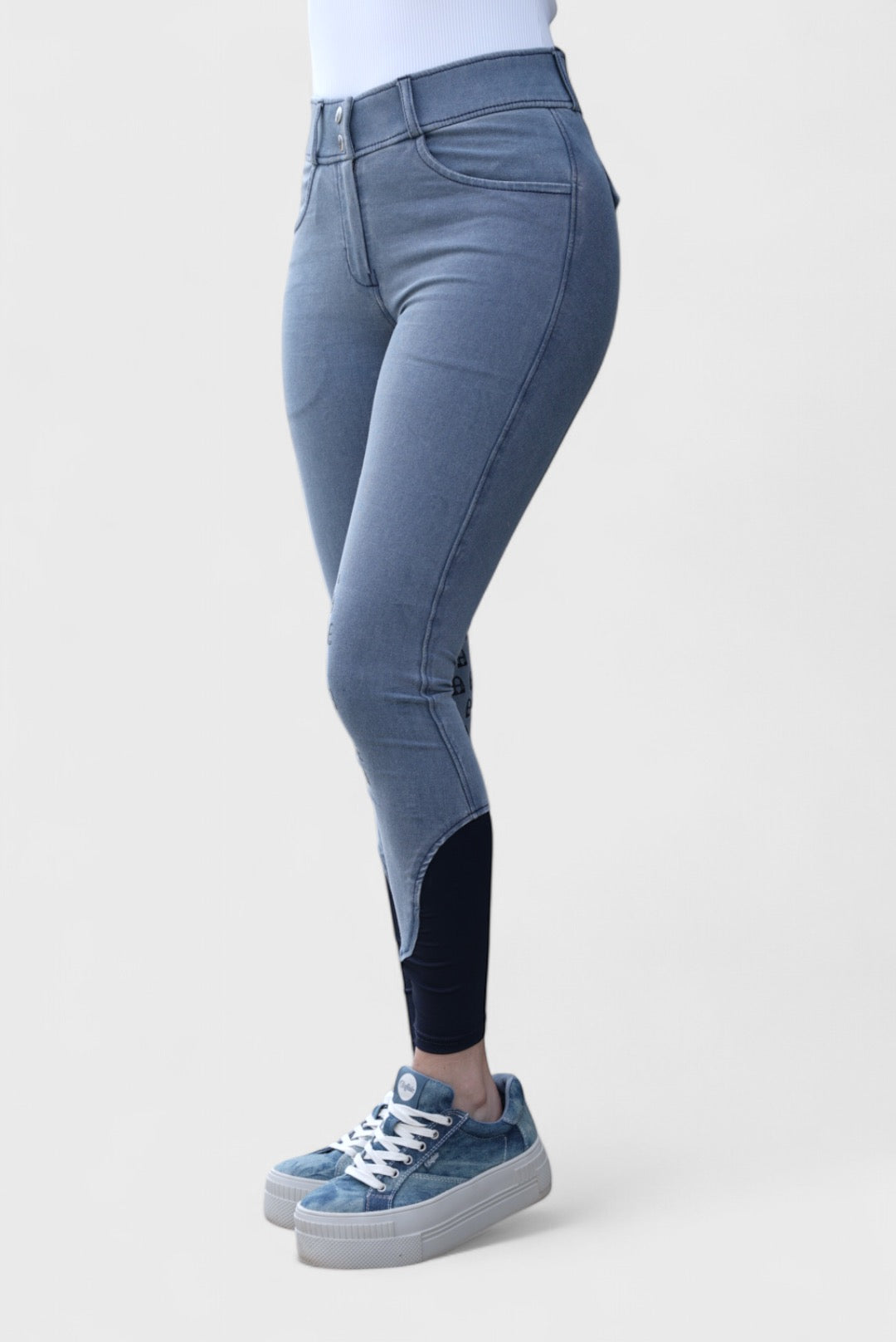Jeans Reithose High Waist (Kniebesatz)