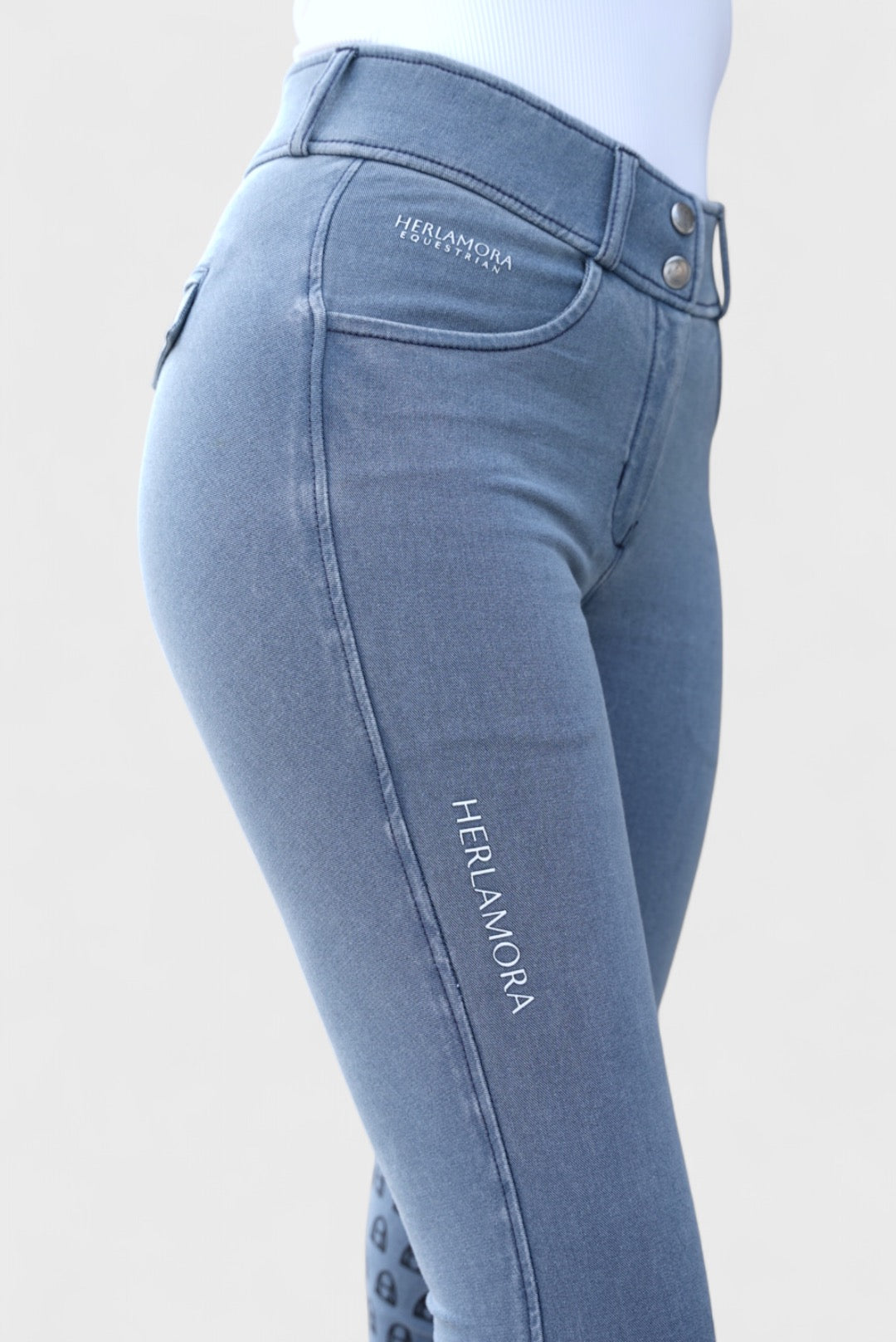 Jeans Reithose High Waist (Kniebesatz)