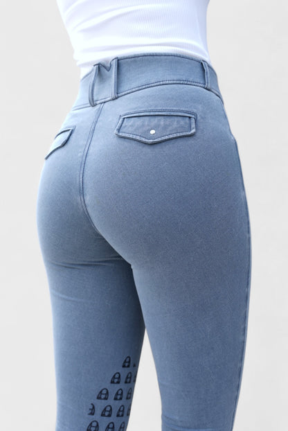 Jeans Reithose High Waist (Kniebesatz)