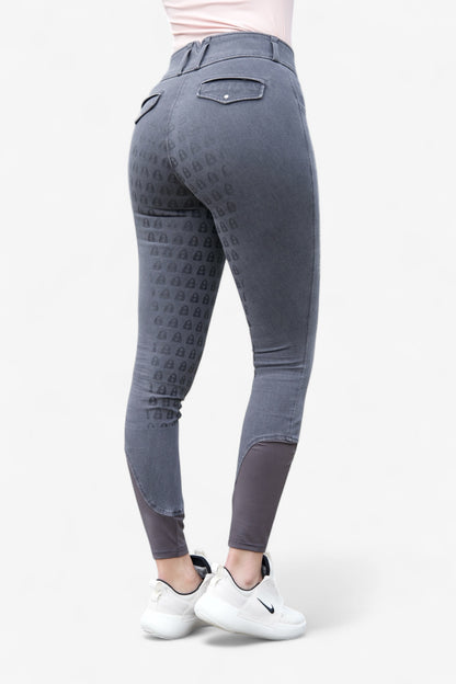 Jeans Reithose High Waist Gray (Vollbesatz)
