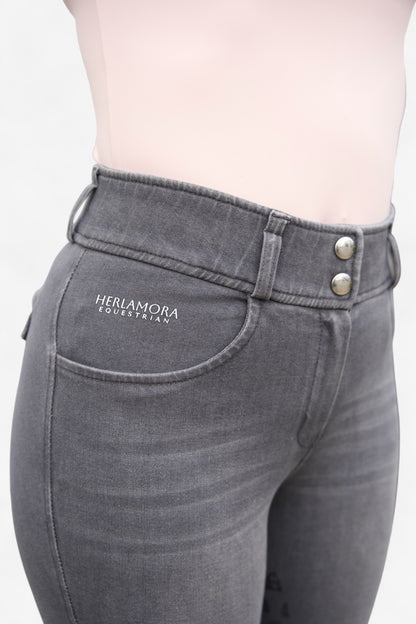 Jeans Reithose High Waist Gray (Kniebesatz)